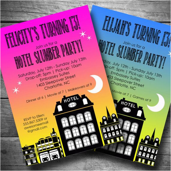 Hotel Party Invitation Template Hotel Birthday Invitation Hotel Slumber Party Invitation