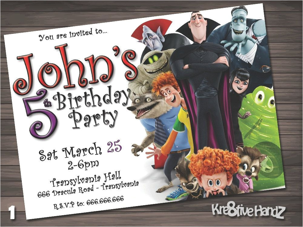 Hotel Party Invitation Template Hotel Transylvania Birthday Party Invitation Customized