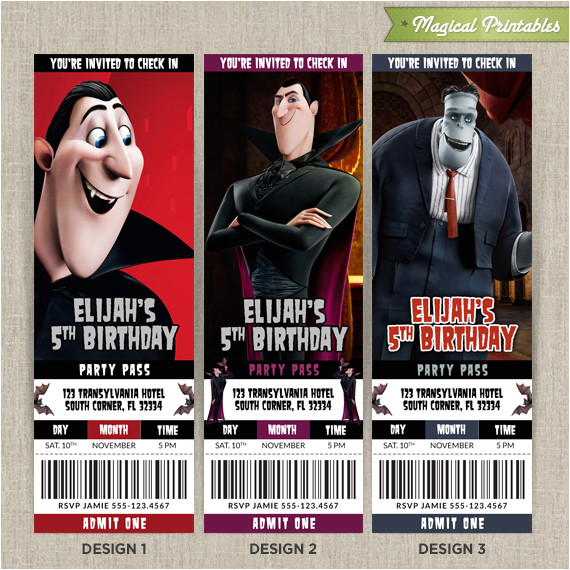 Hotel Party Invitation Template Personalized Hotel Transylvania Birthday Ticket Invitation
