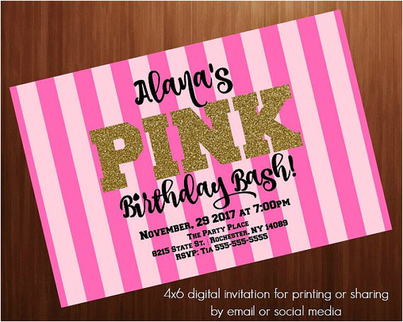 Hotel Party Invitation Template Teen Birthday Party Invitation Pink Secret by