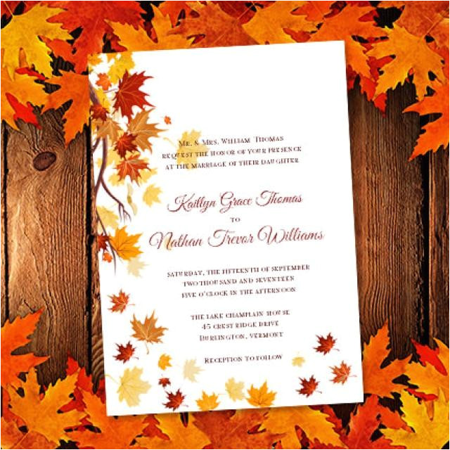 How to Create Your Own Wedding Invitation Template Printable Wedding Invitation Template Quot Falling Leaves