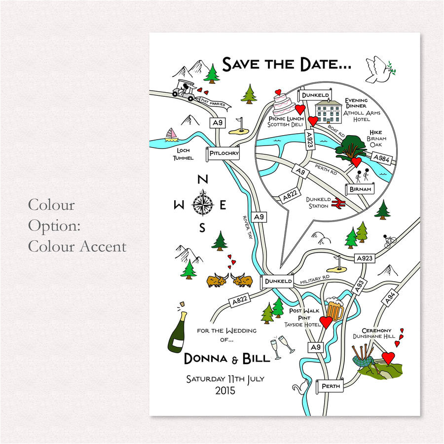 How to Print A Map for Wedding Invitations Wedding or Party Illustrated Map Invitation by Cute Maps