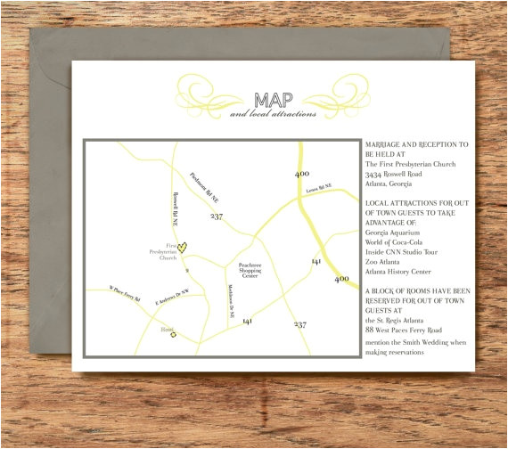 How to Print Map for Wedding Invitation Wedding Invitation Map and Directions Card Chic Classy