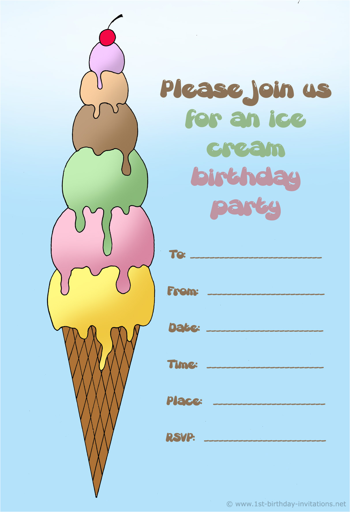 Ice Cream Birthday Invitation Template Free Ice Cream Birthday Invitations Birthday Invitation Examples