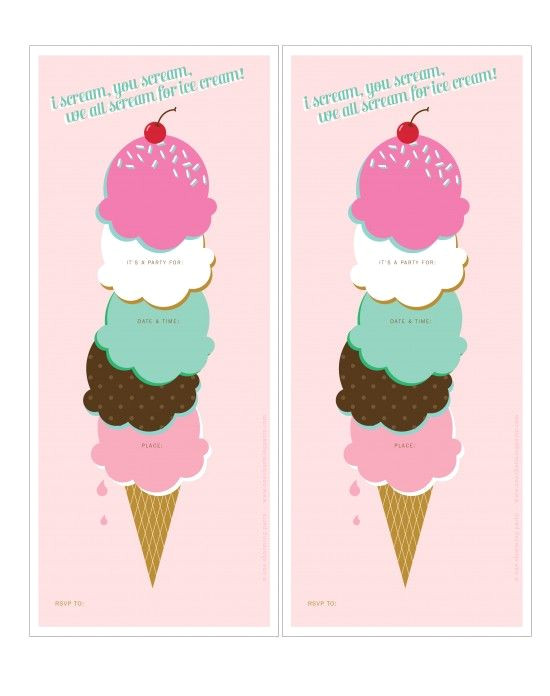 Ice Cream Birthday Invitation Template Free Ice Cream Party Free Printable Invites and Thank You