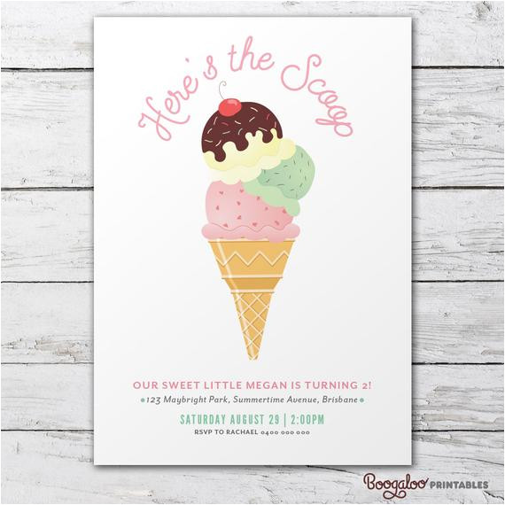 Ice Cream Birthday Invitation Template Free Ice Cream social Party Invite Printable Custom Invitation