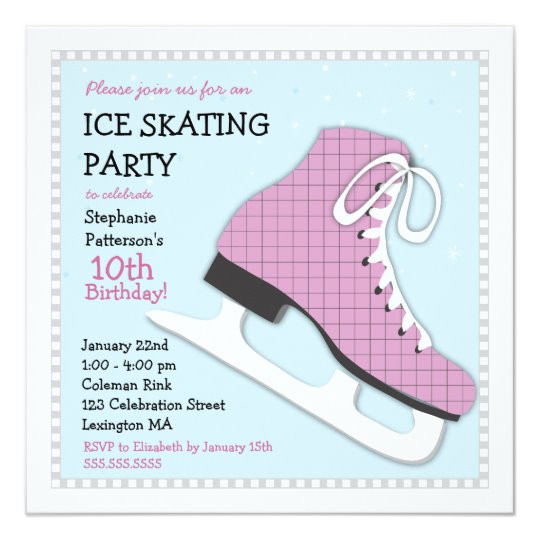 Ice Skating Party Invitation Template Free Funky Girl Ice Skating Birthday Party Invitation Zazzle