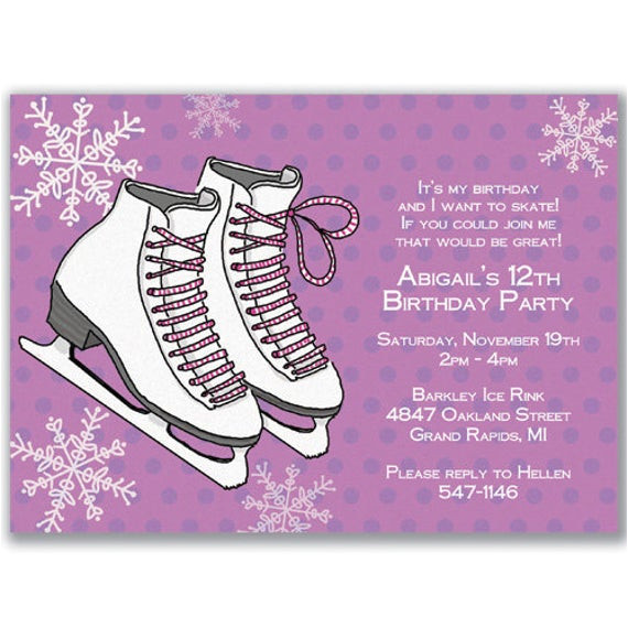 Ice Skating Party Invitation Template Free Ice Skates Invitations Girls for Birthday Party by Milelj