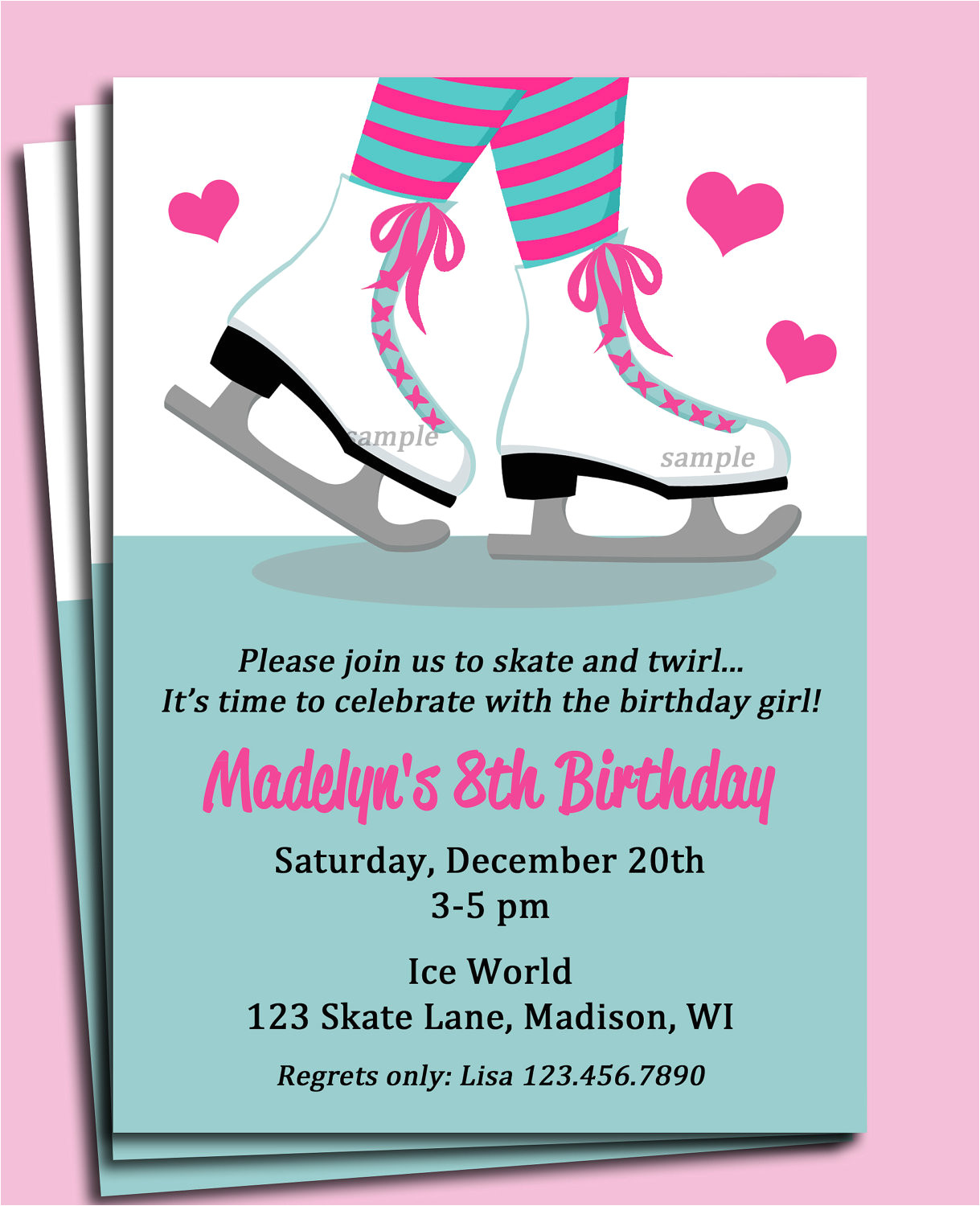 Ice Skating Party Invitation Template Free Ice Skating Invitation Printable or Printed with Free Shipping