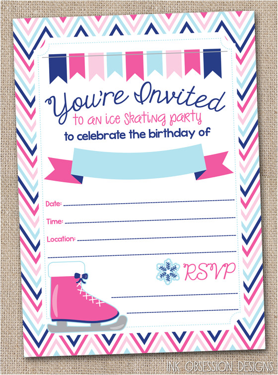 Ice Skating Party Invitation Template Free Ink Obsession Designs Ice Skating Birthday Party