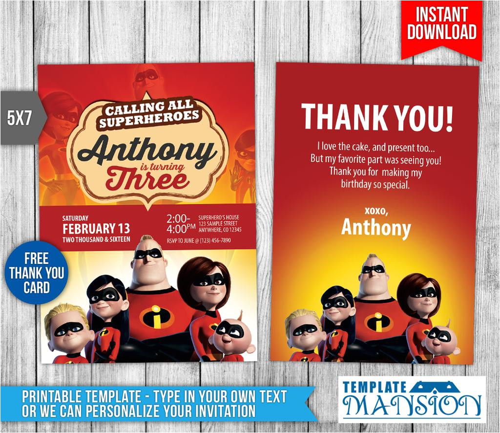 Incredibles Birthday Invitation Template the Incredibles Invitation Birthday Invitation by