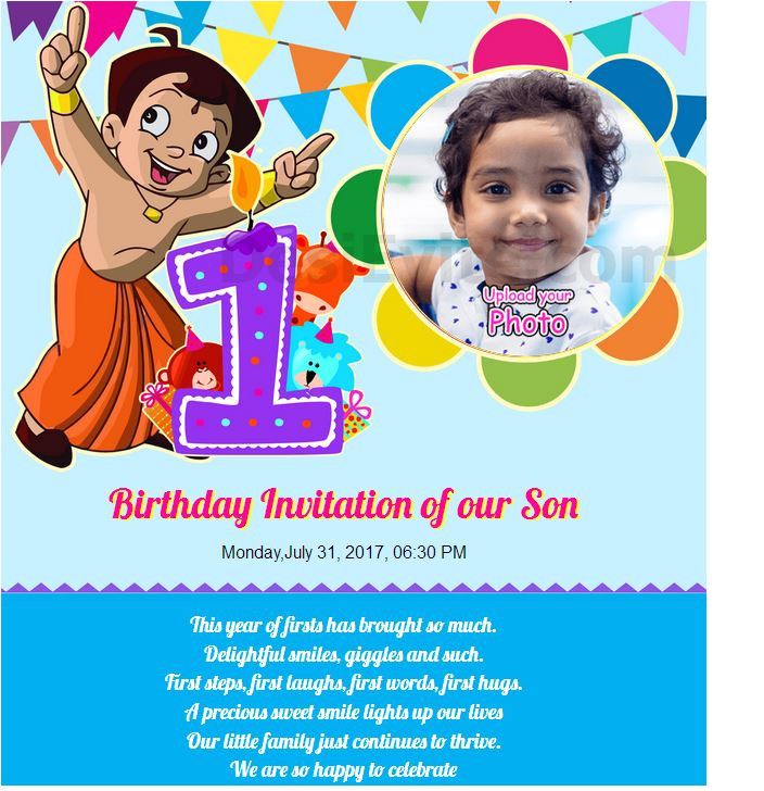 Indian Birthday Invitation Card Template Free 1st Birthday Invitation Card Online Invitations