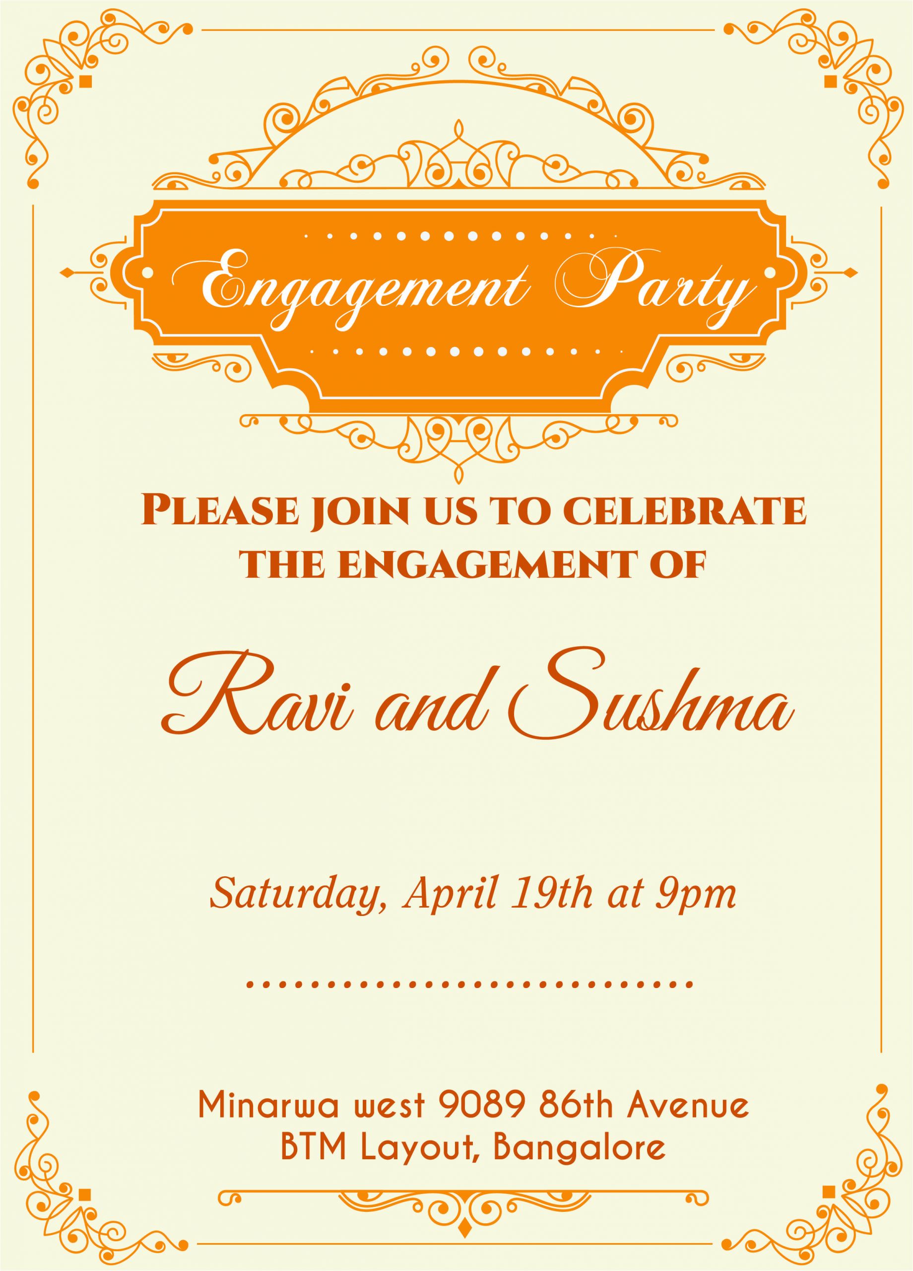 Indian Birthday Invitation Card Template Indian Engagement Invitation Card with Wordings Check It