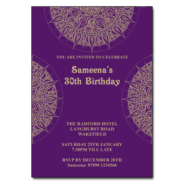 Indian Birthday Invitation Card Template Indian Mandala Party Invitations the Invitation Boutique