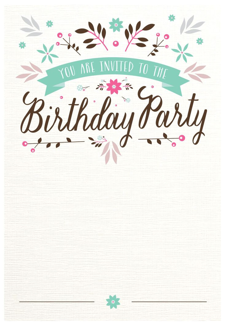 Invitation Birthday Invitation Template Flat Floral Free Printable Birthday Invitation Template
