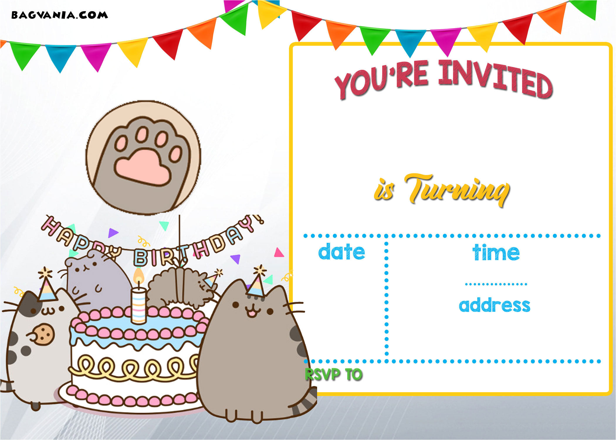 Invitation Birthday Invitation Template Free Printable Pusheen Birthday Invitation Template Free