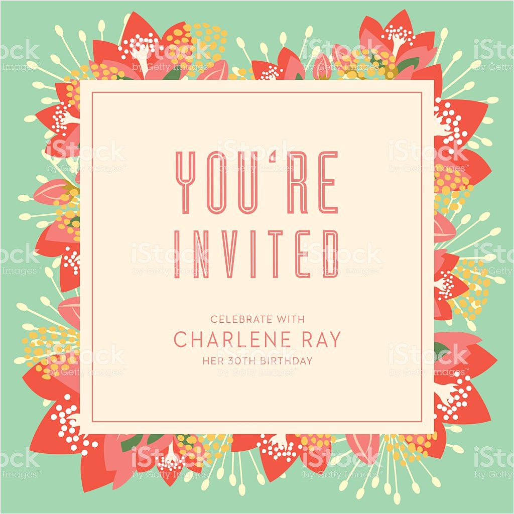 Invitation Card Text Birthday Birthday Invitation Card with Text and Floral Background