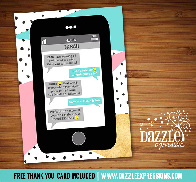 iPhone Party Invitation Template Printable Cell Phone Text Message Birthday Invitation