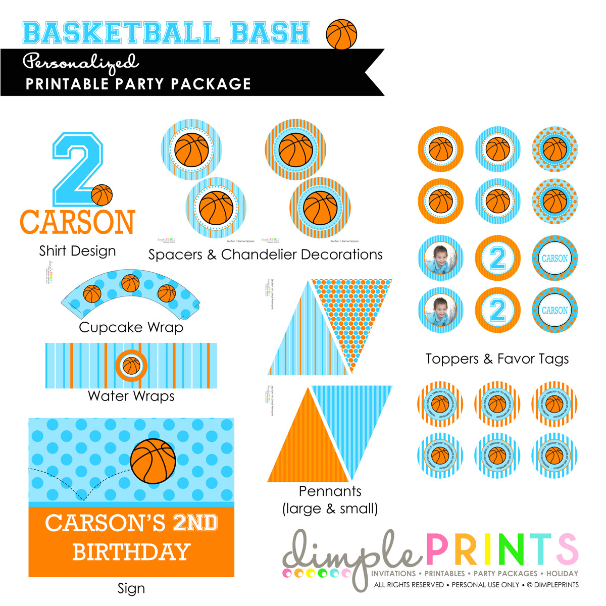 It Works Wrap Party Invitation Template Basketball Deluxe Printable Party Package Dimple Prints Shop