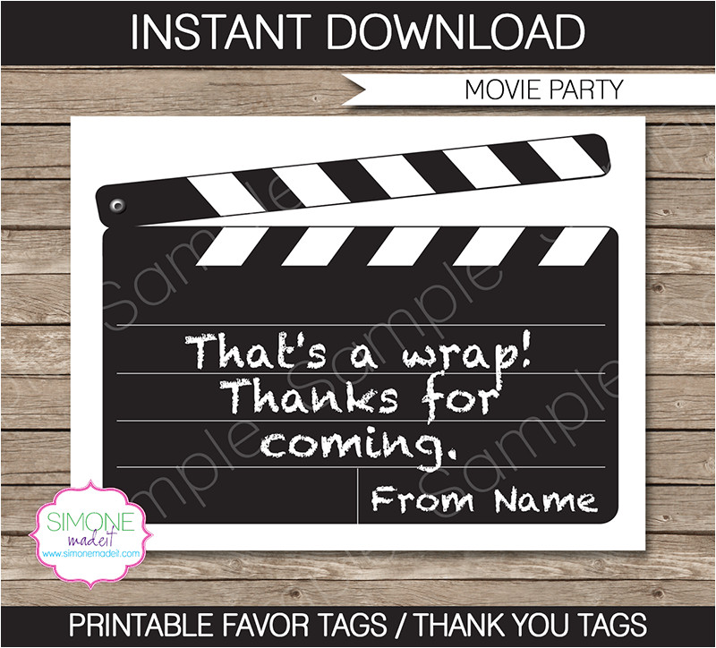 It Works Wrap Party Invitation Template Movie Party Favor Tags Thank You Tags Birthday Party