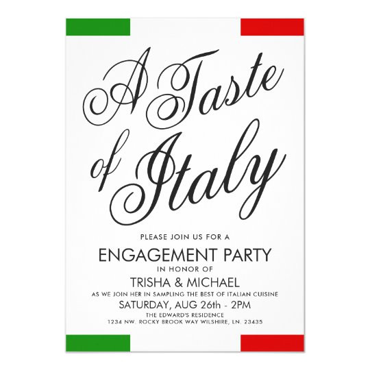 Italian themed Party Invitation Template Italian themed Dinner Engagement Party Invite Zazzle Com