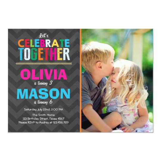 Joint Birthday Party Invitation Template Joint Twin Birthday Party Invitation Boy Girl Zazzle Co Uk