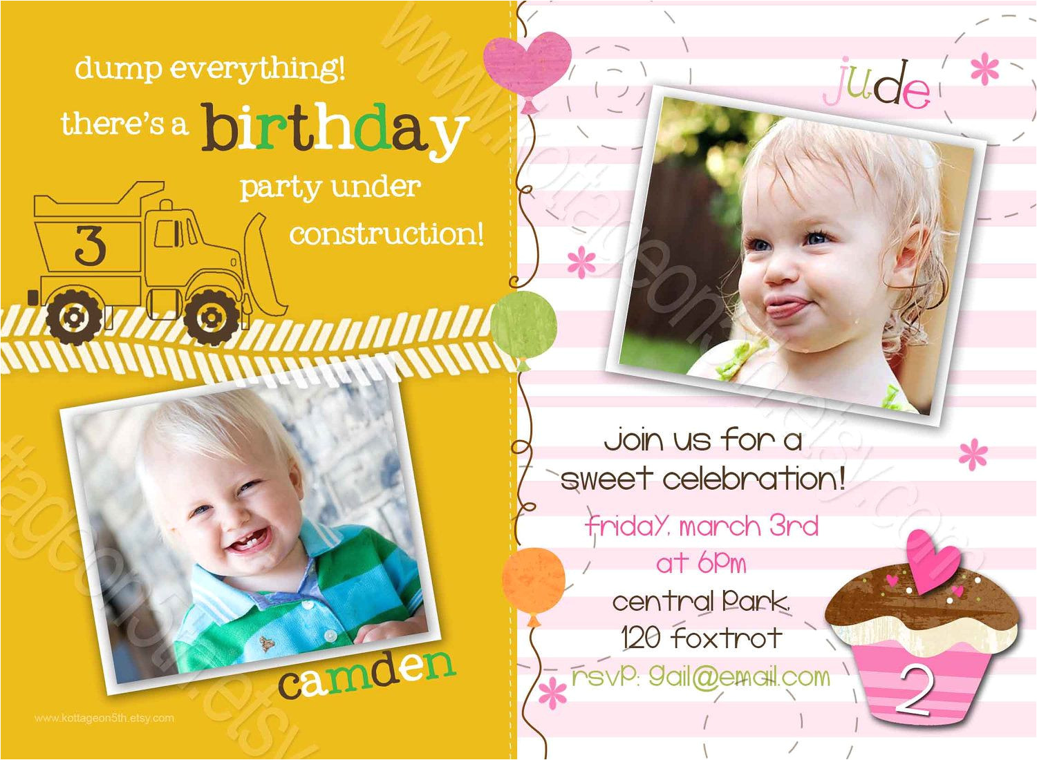 Joint Birthday Party Invitation Template Pin by Anggunstore On Invitations Templates by