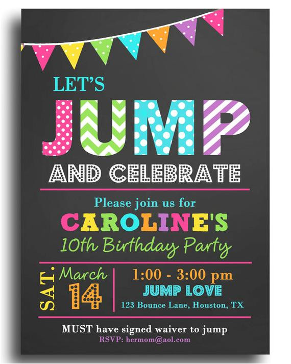 Jump Party Invitation Template Jump Invitation Printable or Printed with Free Shipping