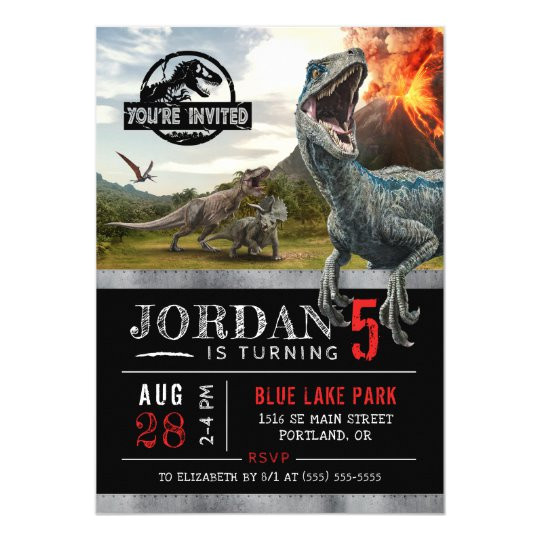 Jurassic Park Birthday Invitation Template Jurassic World Dinosaur Birthday Invitation Zazzle Com