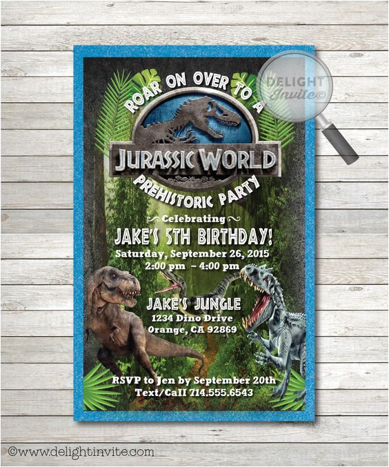Jurassic World Party Invitation Template 7th Birthday Invitation theme Ideas Party Xyz