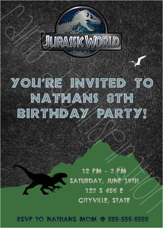 Jurassic World Party Invitation Template Items Similar to Jurassic World Dinosaur Birthday Party