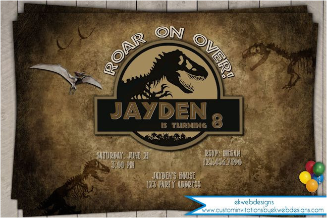 Jurassic World Party Invitation Template Jurassic World Birthday Invitation Personalized Jurassic