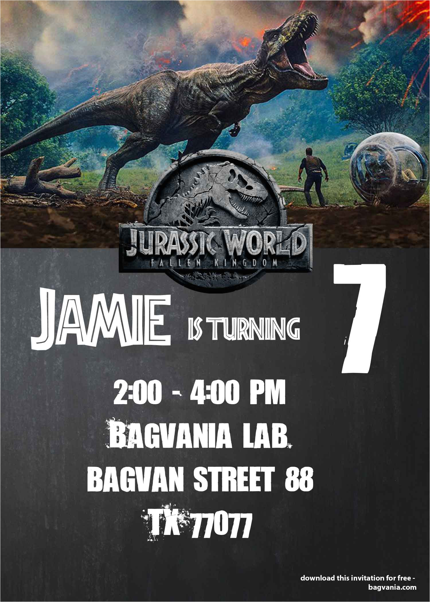 Jurassic World Party Invitation Template Jurassic World Fallen Kingdom Birthday Party Ideas