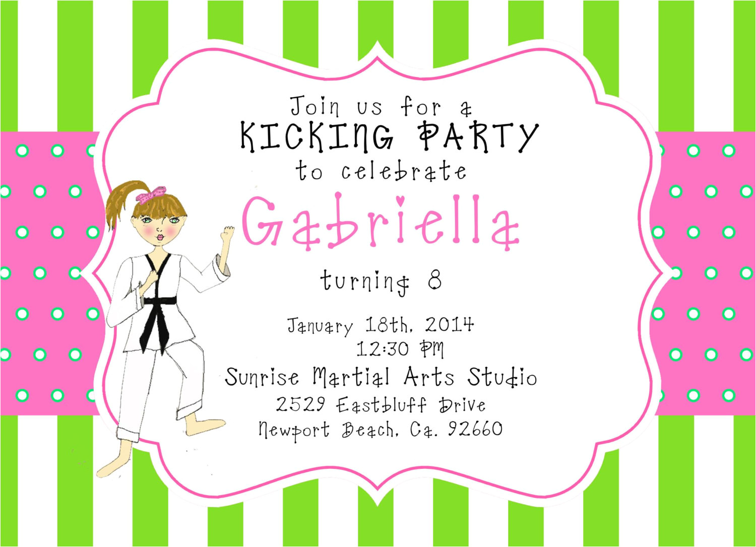 Karate Birthday Invitation Template Karate Birthday Invitation Digital Girl Invitation by