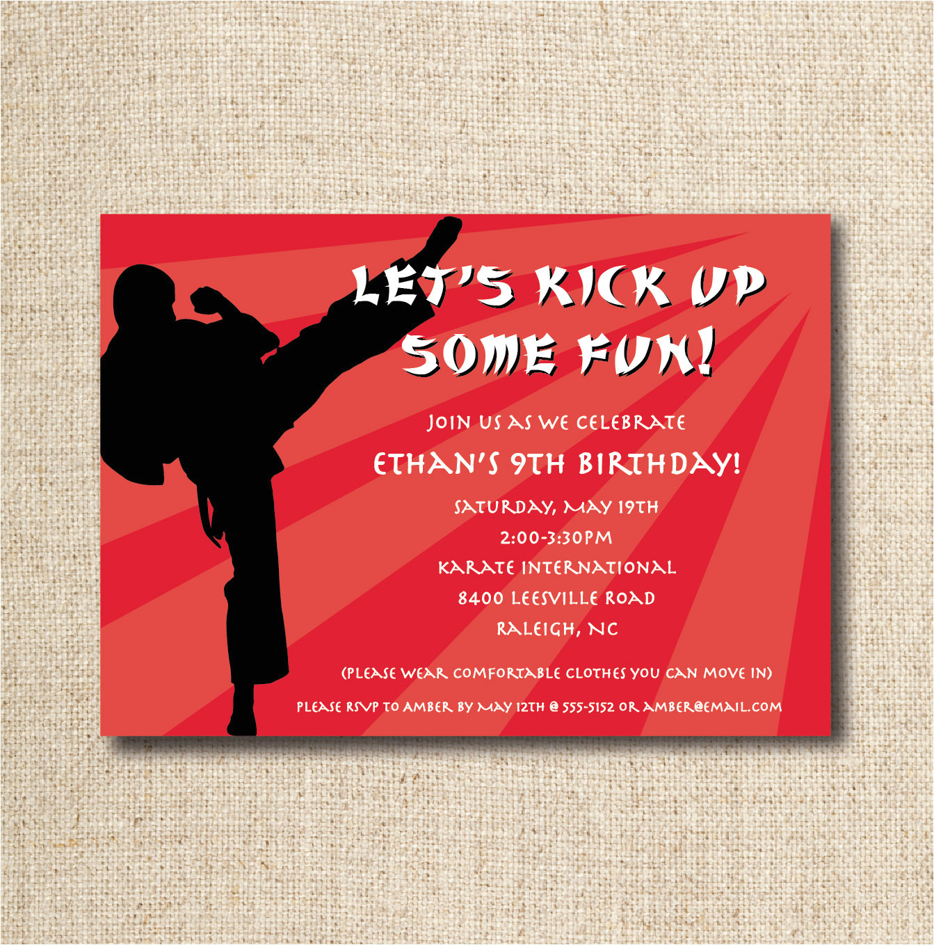 Karate Birthday Invitation Template Karate Birthday Party Invitation Custom Printable File