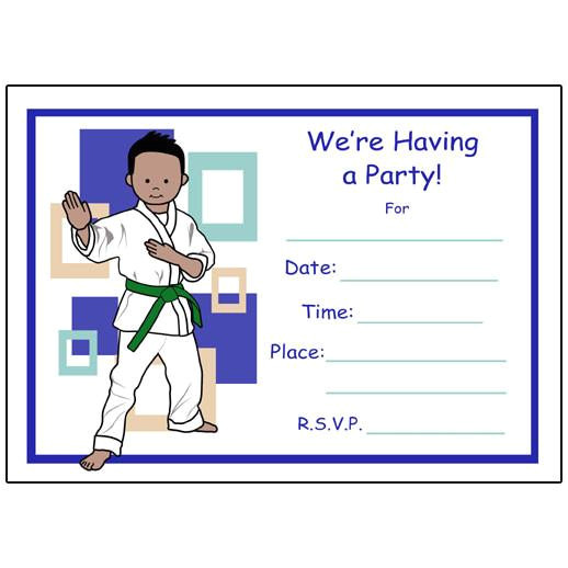 Karate Birthday Invitation Template Martial Arts or Karate Kid Fill In the Blank Invitations