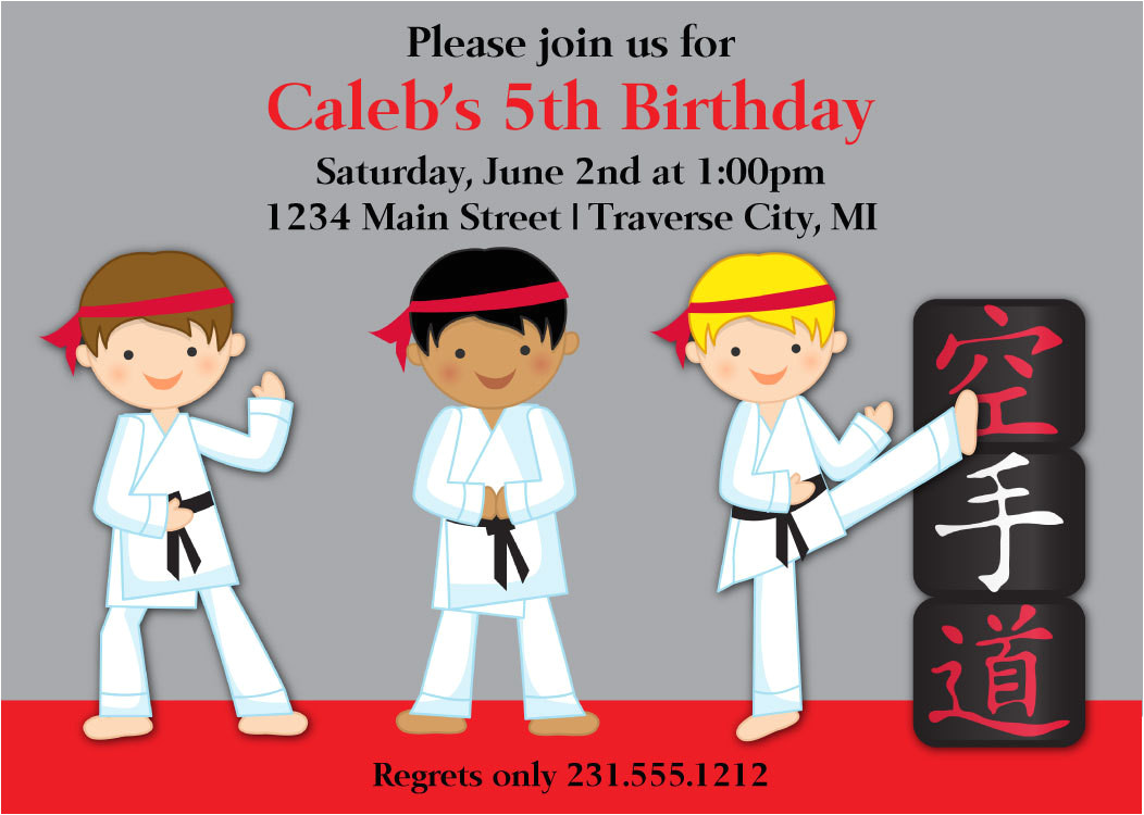 Karate Birthday Party Invitation Template Free Karate Birthday Invitations for Kids Bagvania Free