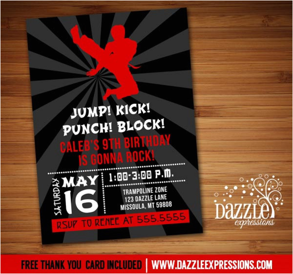 Karate Birthday Party Invitation Template Free Printable Modern Karate Birthday Invitation Martial Arts