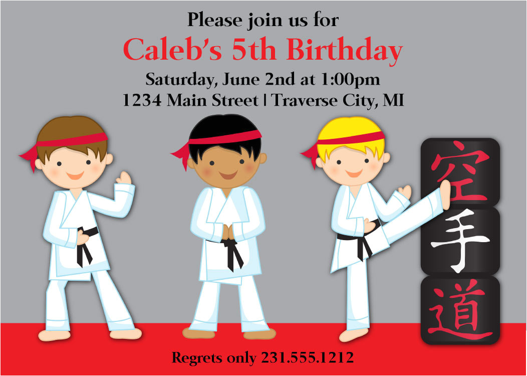 Karate Party Invitation Template Karate Birthday Invitations for Kids Bagvania Free