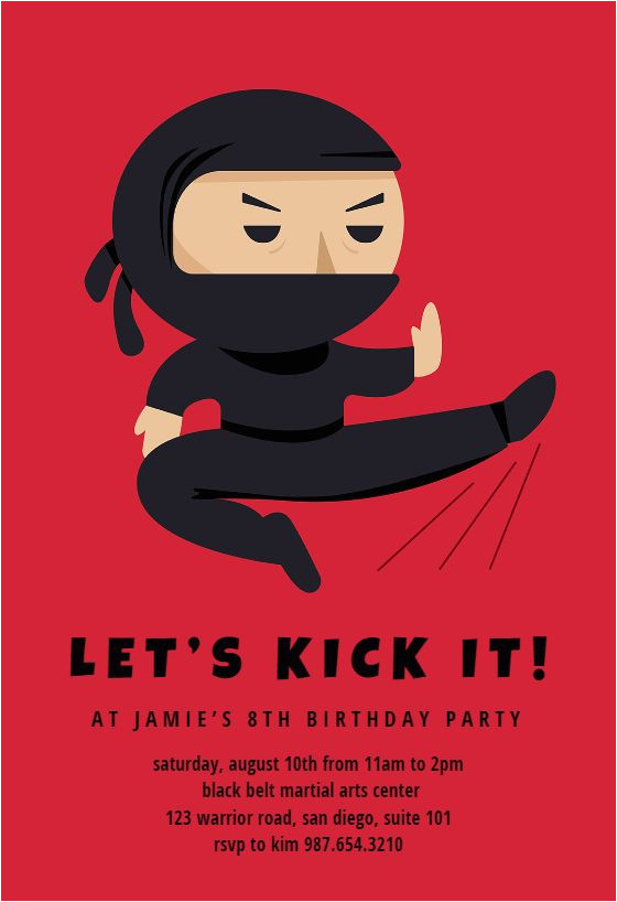 Karate Party Invitation Template Ninja Birthday Invitation Template Free In 2019