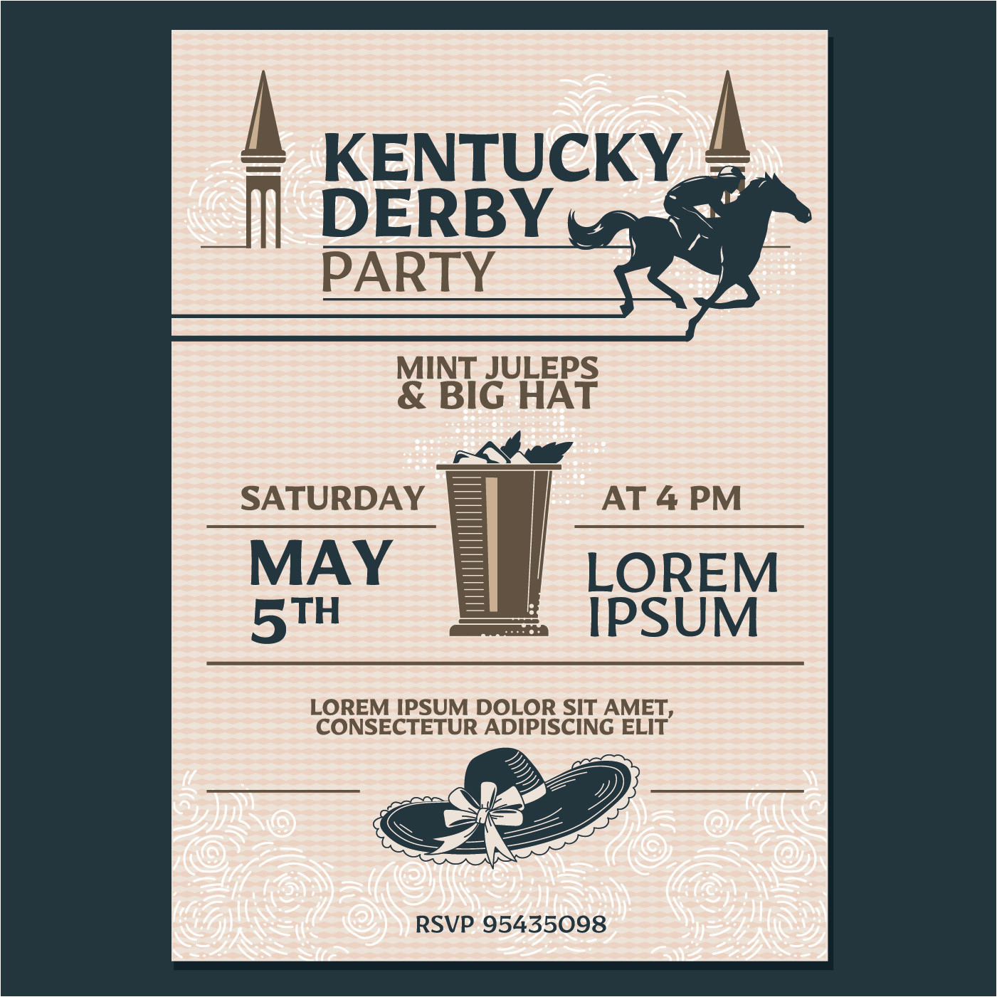 Kentucky Derby Party Invitation Template Kentucky Derby Party Invitation Classic Style with