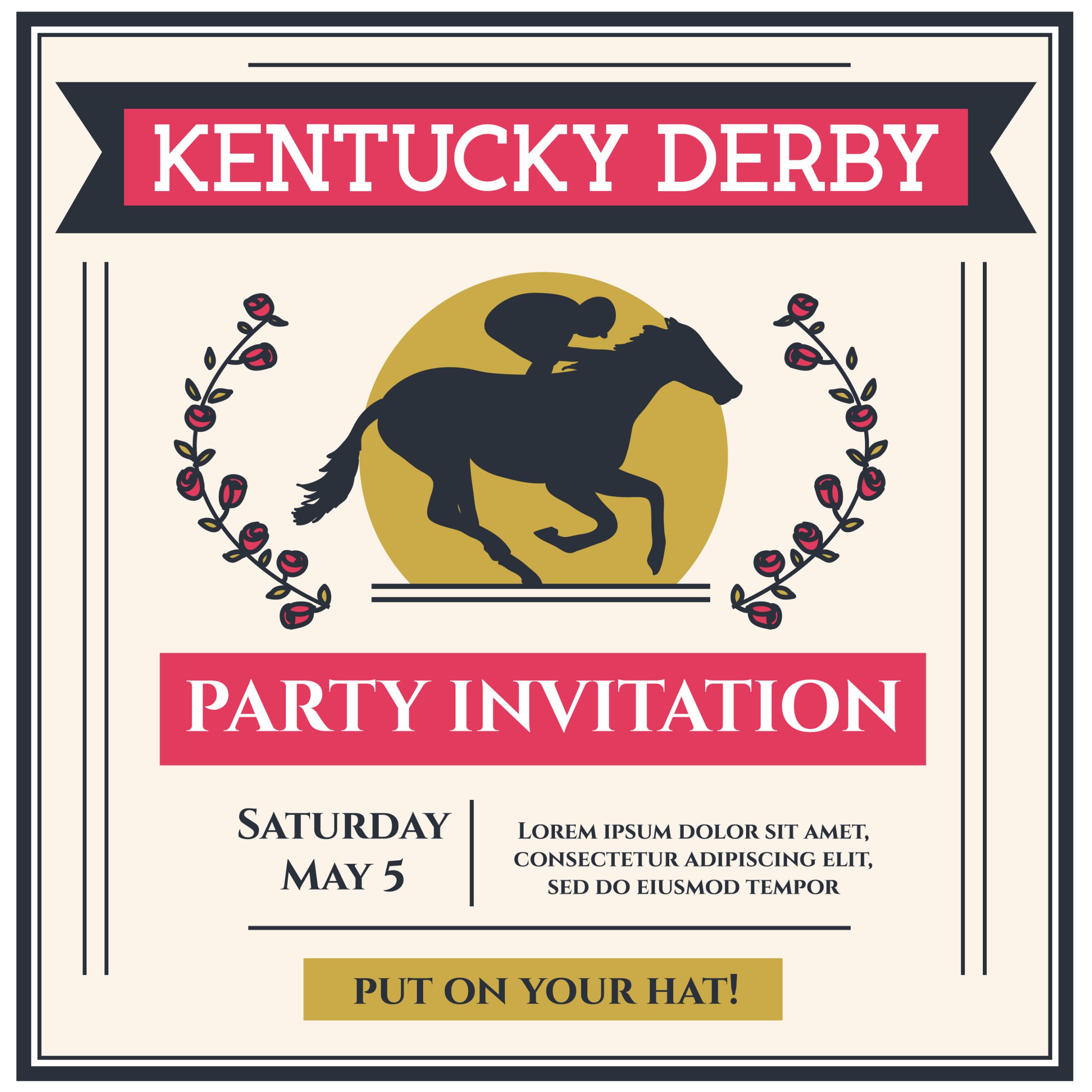 Kentucky Derby Party Invitation Template Kentucky Derby Party Invitation Vector Download Free