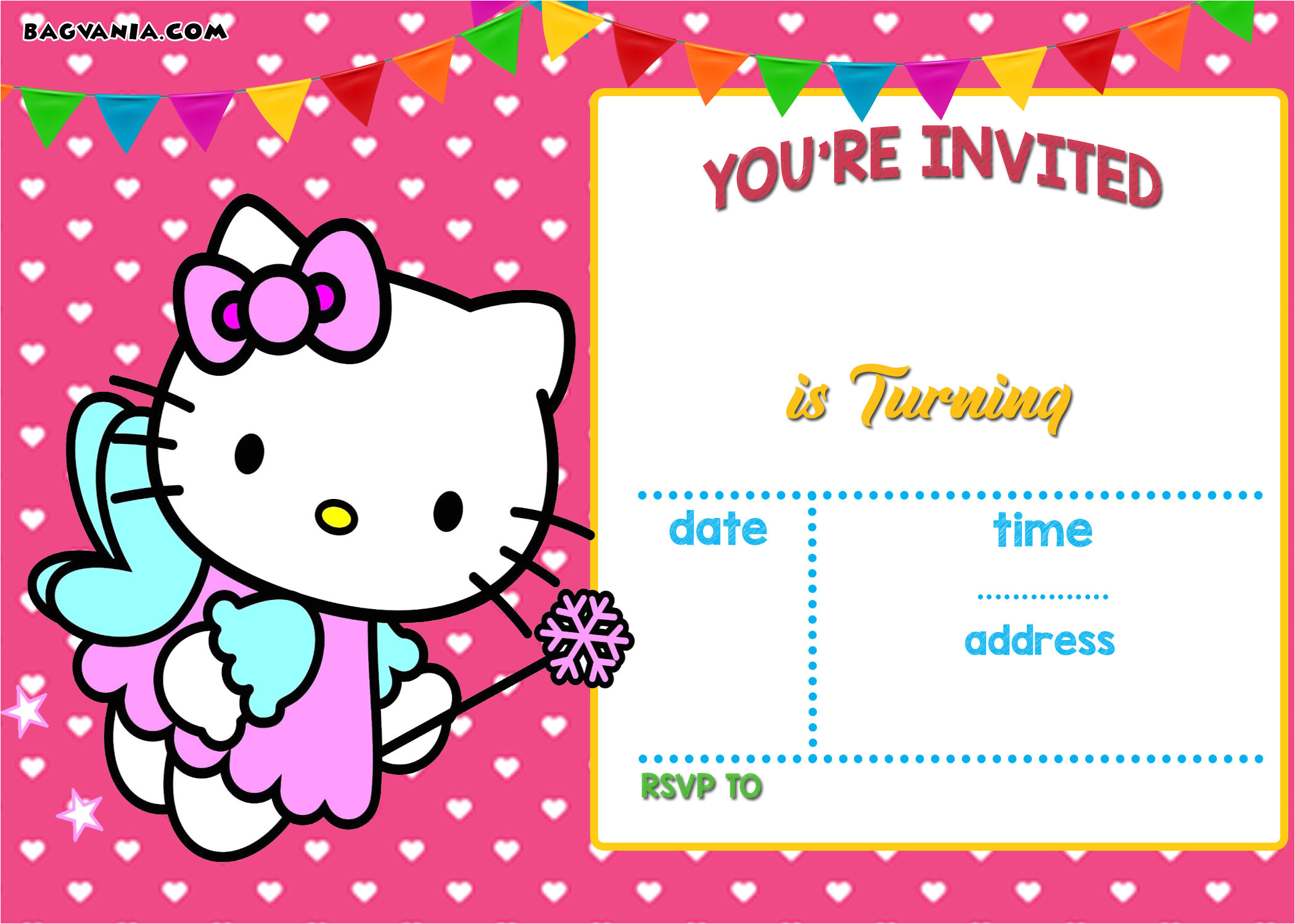 Kitty Party Invitation Template Free Printable Hello Kitty Birthday Invitation Wording