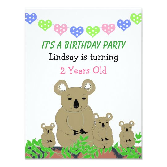 Koala Birthday Invitation Template Koala Birthday Invitation Zazzle Com