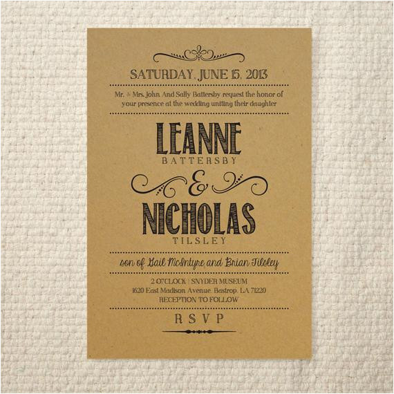 Kraft Wedding Invitation Template Diy Kraft Paper Wedding Invitation by Amyadamsprintables