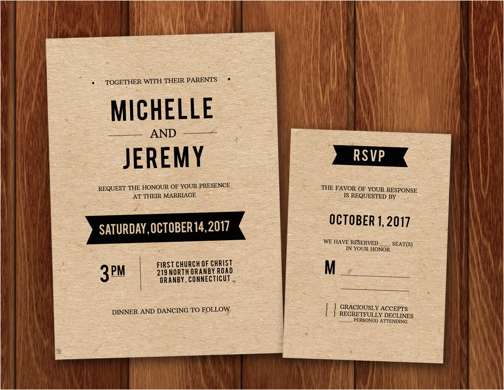 Kraft Wedding Invitation Template Free Pdf Wedding Invitation and Rsvp Template for Diy
