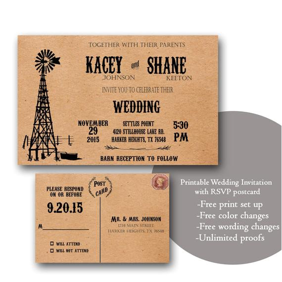 Kraft Wedding Invitation Template Kraft Wedding Invitation Template Download Rustic
