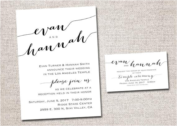 Lds Wedding Invitation Template Lds Wedding Invitation Wording