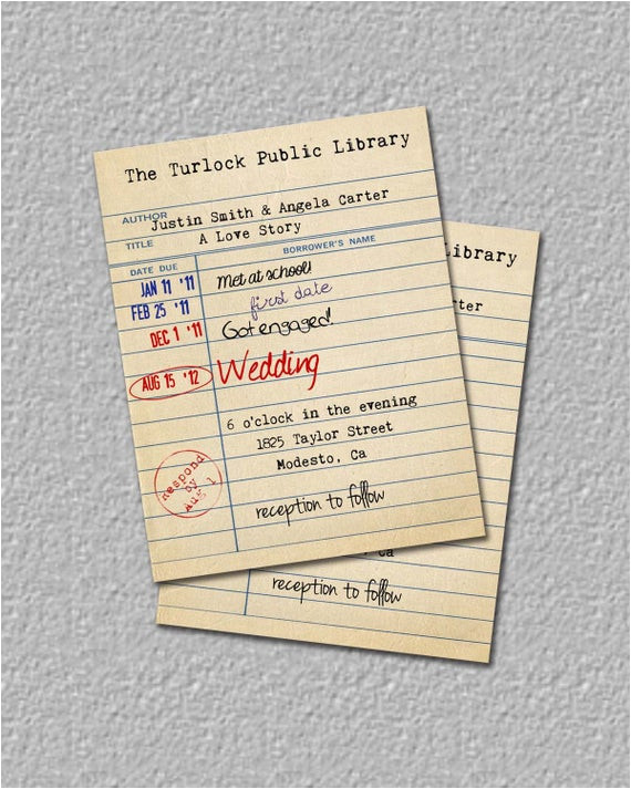 Library Card Wedding Invitation Template Items Similar to Library Card Invitation Library Wedding