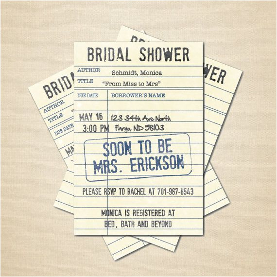 Library Card Wedding Invitation Template Printable Bridal Shower Invitation 4×6 Diy Library Card